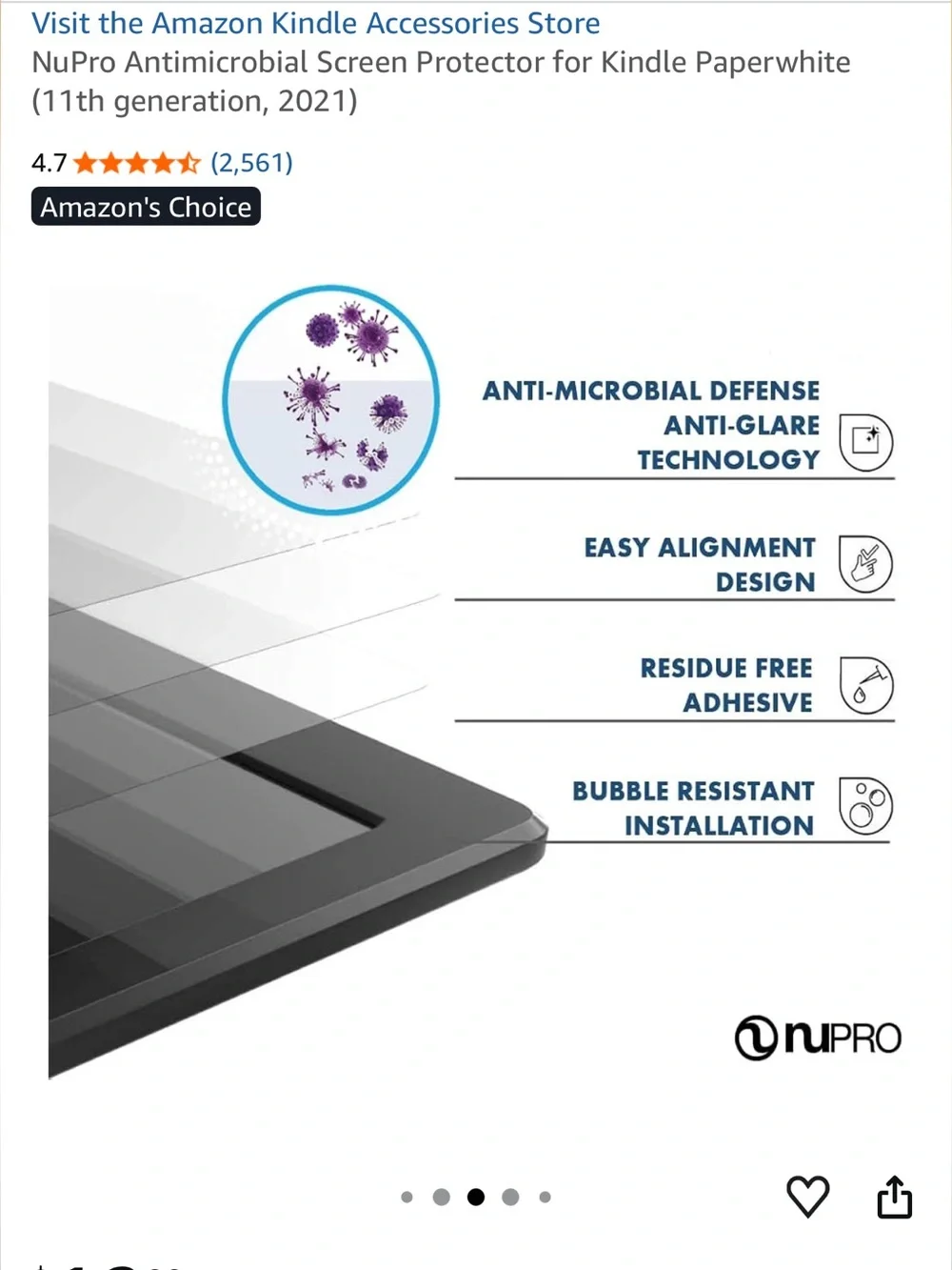 NuPro Antimicrobial Screen Protector for 11th Gen Kindle Paperwhite